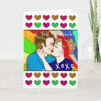 Retro Couple Kissing Valentine's Day Pop Art Style Card