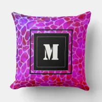 Purple and Pink Leopard Print Monogram  Throw Pillow