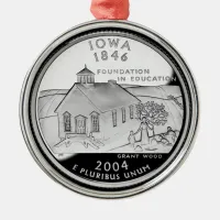 Faux Iowa State Quarter Metal Ornament