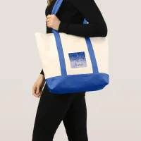 Simple Blue Brushed Metal and Glitter Monogram | Tote Bag