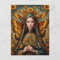 Butterfly Sunflower Nun Postcard