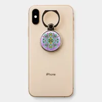 Purple, Pink Butterflies and Flowers Mandala  Phone Ring Stand