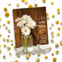 Mason Jar and White Daisies Country Birthday Party Invitation