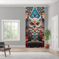 Mystical Cosmic Owl - Enchanting Owl Art Design Blackout Curtains