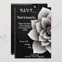 Timeless Elegance: Black & Silver Blossom Wedding  Invitation