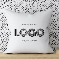 White and Black Modern Rectangular Logo Throw Pillow