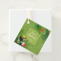 Watercolor Tropical w/Toucan Wedding Green ID577 Favor Tags