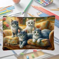 Cats on the sofa - cute scene in vintage look accessory pouch