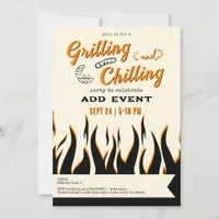 Grilling and Chilling Casual Retro BBQ Grill Party Invitation