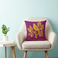 Partridge In A Pear Tree Burgundy Gold Christmas Throw Pillow