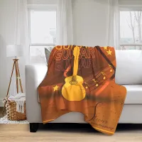 Acoustic Guitar Words and Music Amber ID570 Fleece Blanket