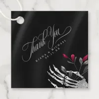 Gothic Skeletal Hand Thank You Burgundy ID866 Favor Tags