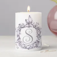 Romantic, Vintage Wreath Personalized Pillar Candle