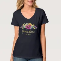 New Grandma Vibrant Floral Yellow Typography T-Shirt