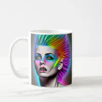 Dystopian Woman in Rainbow Mohawk Abstract Modern  Coffee Mug