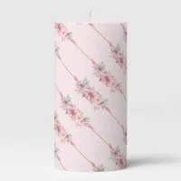 Romantic Pink FloralcPillar Candle