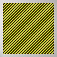 Thin Black and Yellow Diagonal Stripes Poster