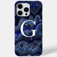 Monogrammed Lapis Lazuli iPhone 15 Pro Max Case