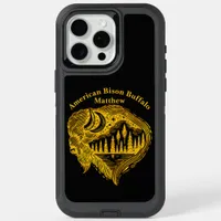 Buffalo Silhouette With Mountains Design iPhone 15 Pro Max Case