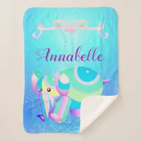 Personalized Sweet  Baby Elephant Pastel Colors Sherpa Blanket