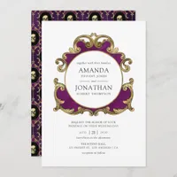 Purple, Black and Gold Gothic Wedding Invitation