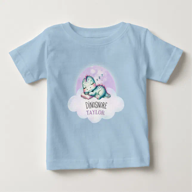 Cute Funny Dinosaur Personalized Name Unisex PJs Baby T-Shirt