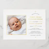 Gold Foil Geometric Holy Communion Foil Invitation