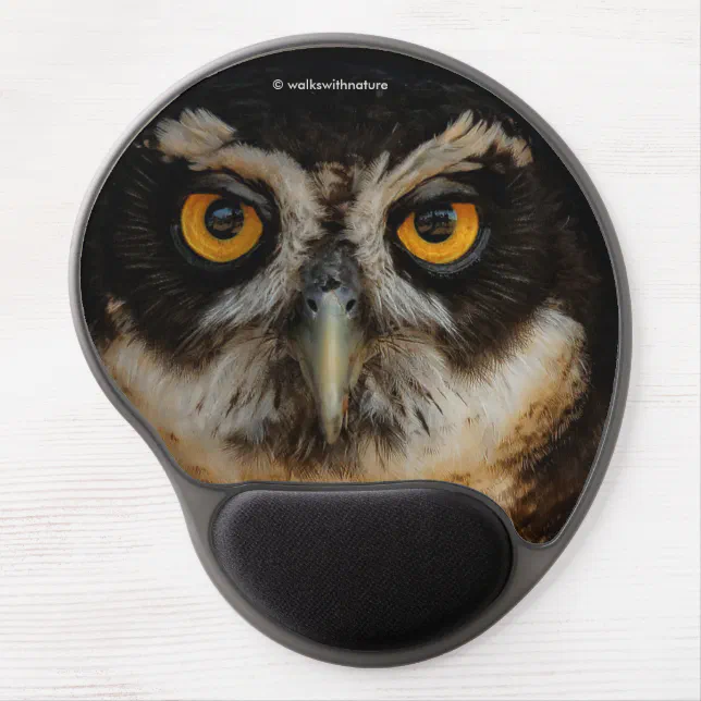 Mesmerizing Golden Eyes of a Spectacled Owl Gel Mouse Pad