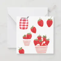 Strawberries and Cream Summer Red White Pretty Note Card