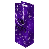 White Snowflakes Blue-Purple Backgrd Wine Gift Bag