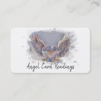 *~* Artsy Pixelated Heart Angel Wings AP78 QR Business Card