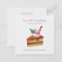 Modern Cute Pink Cheesecake Bakery Pastry Chef Square Business Card