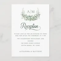 Elegant Monogram Botanical Wedding Reception Enclosure Card