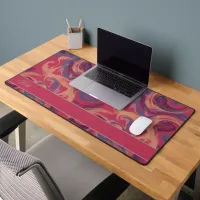 Magenta & Colorful Swirling Watercolor Custom Desk Mat