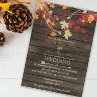 Barn Wood Rustic Fall Leaves Wedding invitations