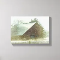 Snow Storm Barn Canvas Print