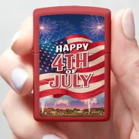 Patriotic Spectacle American Flag Waving Zippo Lighter