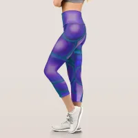 Geometric Harmony in Blues and Purples Capri Leggings