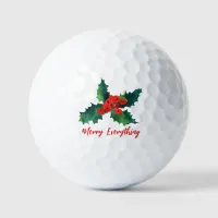 Holly berries Merry Everything Holiday    Golf Balls