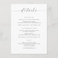 Elegant Simple Minimalist Wedding Details Enclosure Card