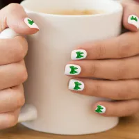 White Fake Nails with Green Christmas Bows Minx Nail Wraps