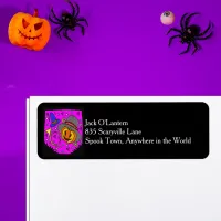 Halloween Pumpkin Bugle Purple Return Address Label