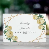 Elegant Gold Glitter Geo Yellow Floral Wedding Guest Book