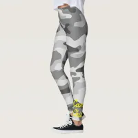 Girly Camouflage Black & White Monogram Yellow | Leggings