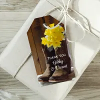 Yellow Daffodils Cowboy Boots Wedding Favor Tag