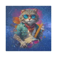 *~* *~* Percussionist Cool Cat AP91 BLUE DRUMMER Metal Print