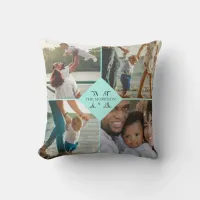 Custom Instagram 8 Photos Collage Family Monogram Throw Pillow