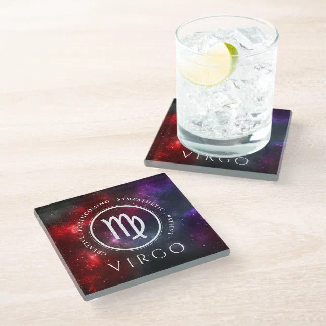 Starfield Virgo Maiden Western Zodiac Glass Coaster
