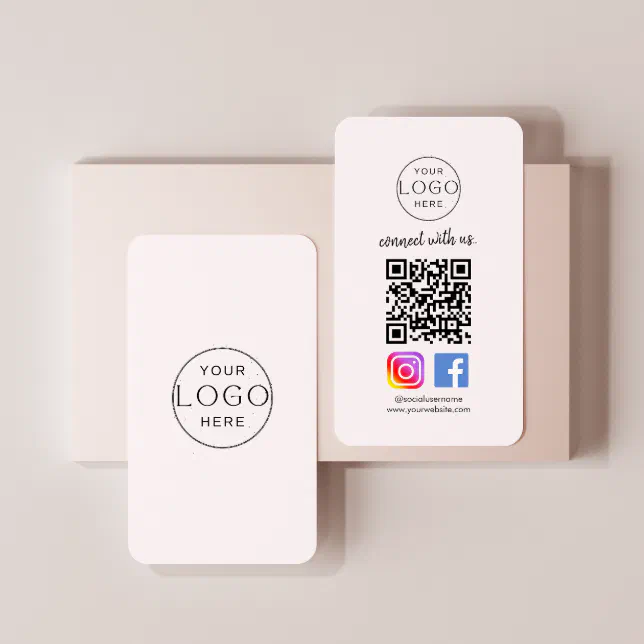 Instagram Facebook QR Code | Social Media Pink Business Card