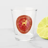 Chinese Zodiac Dog Red/Gold ID542 Shot Glass